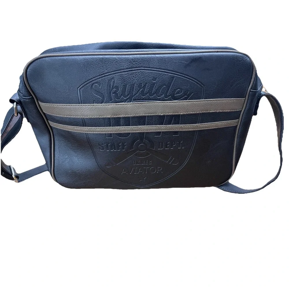 Skyrider Aviator Messenger Bag – Retro Pilot Staff Dept Flight Bag – Black/Brown